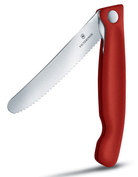 Нож кухонный Victorinox Swiss Classic (6.7191.F1) стальной столовый для овощей лезв.110мм серрейт. заточка красный/черный карт.коробка