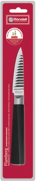 Нож кухонный Rondell Flamberg RD-684 стальной универсальный для овощей лезв.90мм рифленый край черный блистер