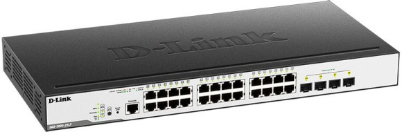 Коммутатор D-Link DGS-3000-28LP/B1A 24x1Гбит/с 4SFP 24PoE 193W управляемый