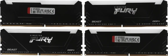 Память DDR4 4x8GB 3200MHz Kingston KF432C16BB2AK4/32 Fury Beast RGB RTL Gaming PC4-25600 CL16 DIMM 288-pin 1.35В dual rank с радиатором Ret