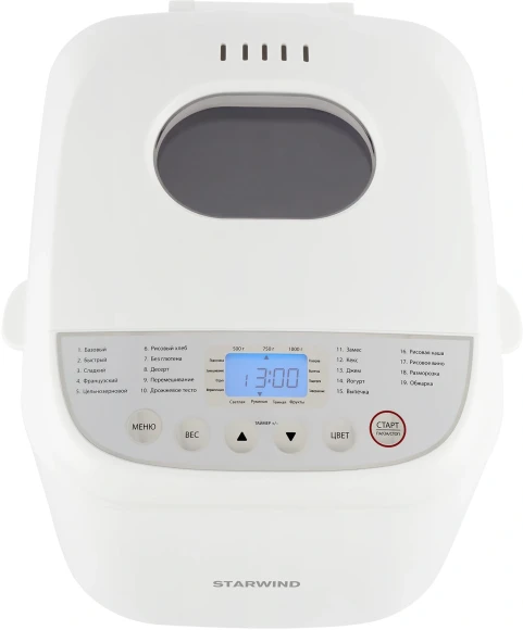 Хлебопечь Starwind SBM2085 600Вт белый/серебристый Хлебопечь Starwind SBM2085 600Вт белый/серебристый