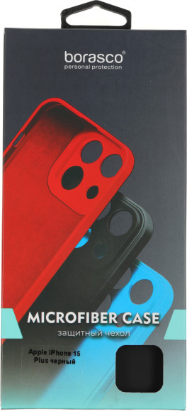 Чехол (клип-кейс) BoraSCO для Apple iPhone 15 Plus Microfiber Case черный (72421)