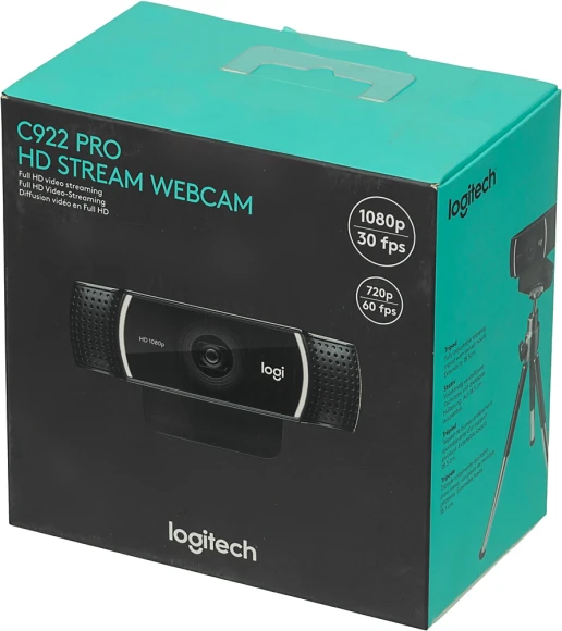 Камера Web Logitech Pro Stream C922 черный 3Mpix (1920x1080) USB2.0 с микрофоном (960-001089) Камера Web Logitech Pro Stream C922 черный 3Mpix (1920x1080) USB2.0 с микрофоном (960-001089)