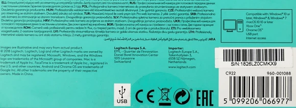 Камера Web Logitech Pro Stream C922 черный 3Mpix (1920x1080) USB2.0 с микрофоном (960-001089) Камера Web Logitech Pro Stream C922 черный 3Mpix (1920x1080) USB2.0 с микрофоном (960-001089)