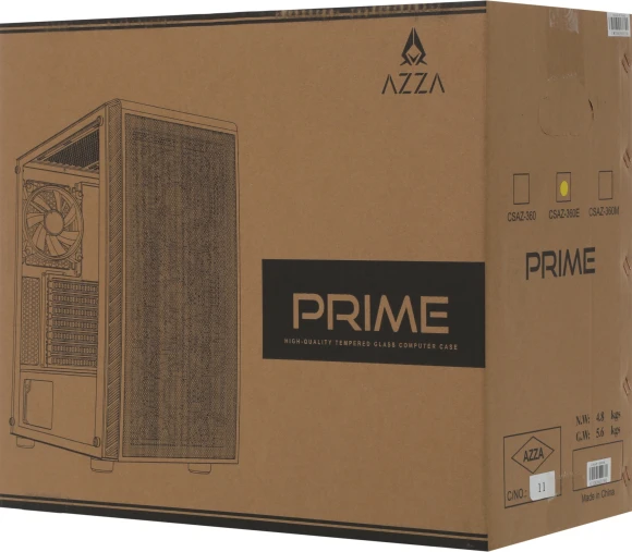 Корпус Azza Prime 360E черный без БП ATX 5x120mm 2x140mm 2xUSB3.0 audio bott PSU