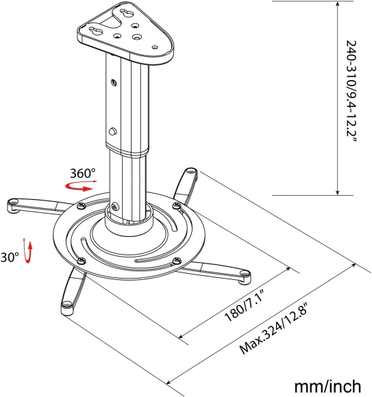 Кронштейн для проектора Cactus CS-VM-PR05M-BK черный макс.10кг потолочный поворот и наклон Кронштейн для проектора Cactus CS-VM-PR05M-BK черный макс.10кг потолочный поворот и наклон