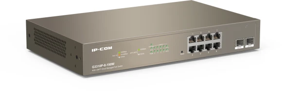 Коммутатор IP-Com G3310P-8-150W (L2) 8x1Гбит/с 2xКомбо(1000BASE-T/SFP) 2SFP 8PoE 130W управляемый Коммутатор IP-Com G3310P-8-150W (L2) 8x1Гбит/с 2xКомбо(1000BASE-T/SFP) 2SFP 8PoE 130W управляемый