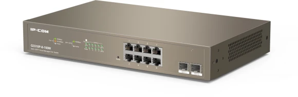 Коммутатор IP-Com G3310P-8-150W (L2) 8x1Гбит/с 2xКомбо(1000BASE-T/SFP) 2SFP 8PoE 130W управляемый Коммутатор IP-Com G3310P-8-150W (L2) 8x1Гбит/с 2xКомбо(1000BASE-T/SFP) 2SFP 8PoE 130W управляемый