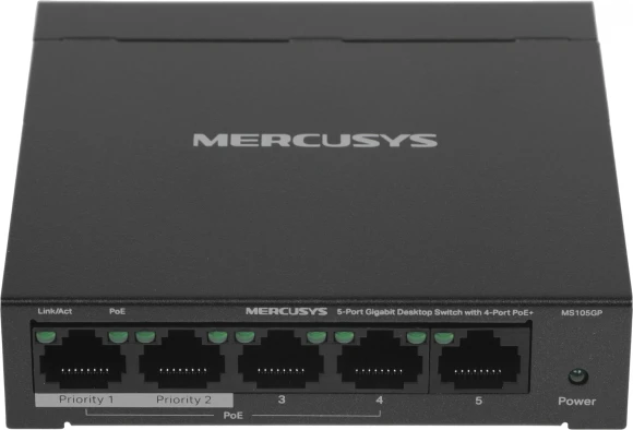 Коммутатор Mercusys MS105GP (L2) 5x1Гбит/с 4PoE+ 65W неуправляемый Коммутатор Mercusys MS105GP (L2) 5x1Гбит/с 4PoE+ 65W неуправляемый
