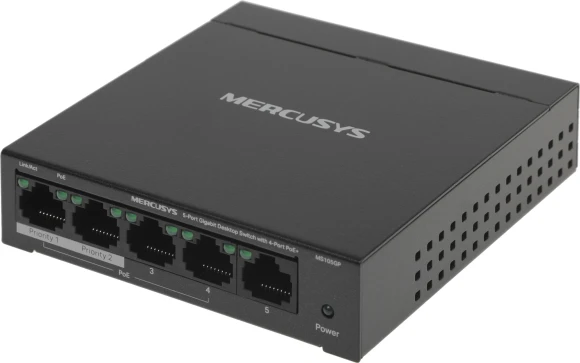 Коммутатор Mercusys MS105GP (L2) 5x1Гбит/с 4PoE+ 65W неуправляемый Коммутатор Mercusys MS105GP (L2) 5x1Гбит/с 4PoE+ 65W неуправляемый