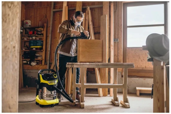 Строительный пылесос Karcher WD 5 P S V-25/5/22 1100Вт (уборка: сухая/сбор воды/выдув) желтый