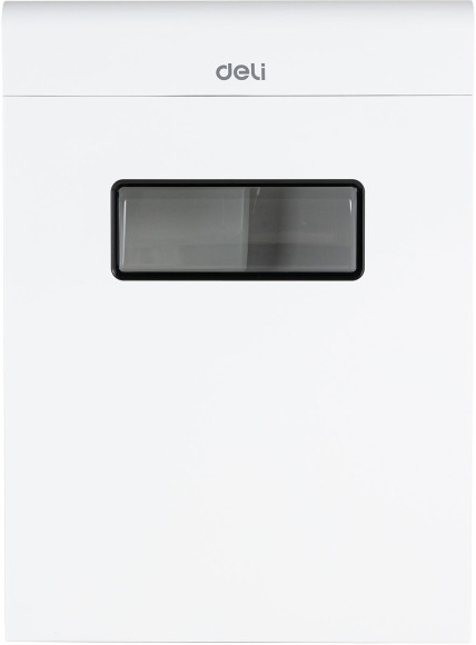 Шредер Deli E9903-EU белый/черный (секр.P-4) фрагменты 12лист. 23лтр. скрепки скобы пл.карты CD