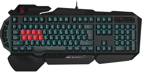 Клавиатура A4Tech B318 черный USB Multimedia for gamer LED (подставка для запястий) кабель 1.8м