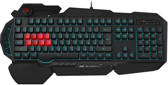 Клавиатура A4Tech B318 черный USB Multimedia for gamer LED (подставка для запястий) кабель 1.8м