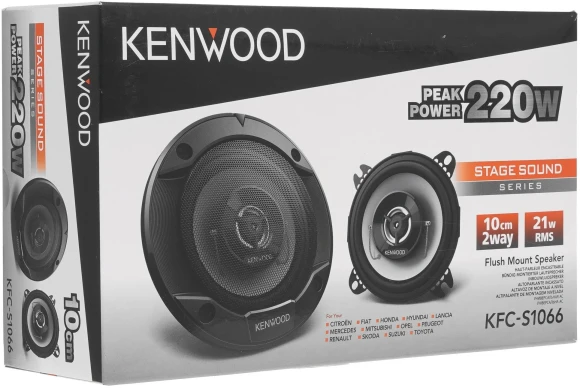 Колонки автомобильные Kenwood KFC-S1066 220Вт 88дБ 4Ом 10см (4дюйм) (ком.:2кол.) коаксиальные двухполосные