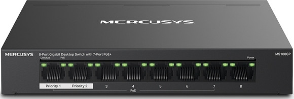 Коммутатор Mercusys MS108GP (L2) 8x1Гбит/с 7PoE+ 65W неуправляемый Коммутатор Mercusys MS108GP (L2) 8x1Гбит/с 7PoE+ 65W неуправляемый