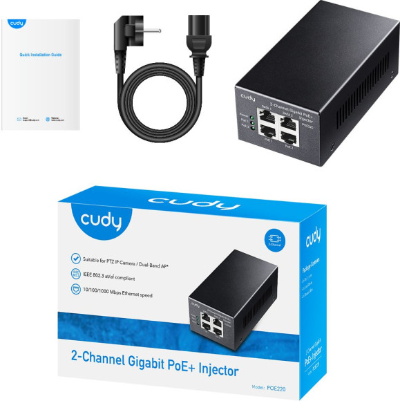 Инжектор PoE Cudy POE220 10/100/1000BASE-T 30Вт 54В(DC)