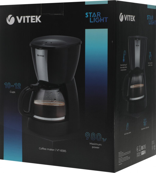 Кофеварка капельная Vitek Starlight VT-8385 980Вт черный