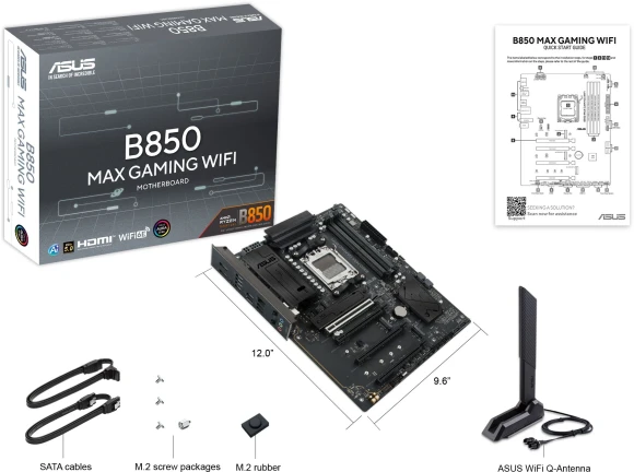 Материнская плата Asus B850 MAX GAMING WIFI Socket AM5 AMD B850 ATX AC`97 8ch(7.1) 2.5Gg RAID+HDMI+DP