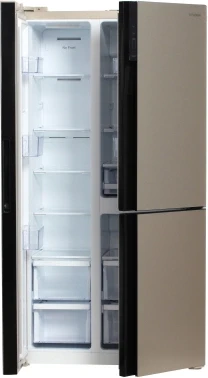 Холодильник Hyundai CS6073FV 3-хкамерн. шампань стекло инвертер