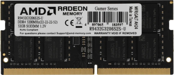 Память DDR4 32Gb 3200MHz AMD R9432G3206S2S-U R9 RTL PC4-25600 CL22 SO-DIMM 260-pin 1.2В Ret
