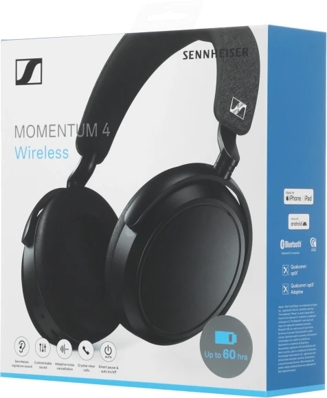 Гарнитура мониторные Sennheiser Momentum Wireless 4 2м черный беспроводные bluetooth в ушной раковине (509266 M4AEBT BLACK)