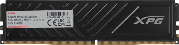 Память DDR4 16GB 3200MHz A-Data AX4U320016G16A-SBKD35 XPG Gammix D35 RTL Gaming PC4-25600 CL16 DIMM UDIMM 288-pin 1.35В dual rank с радиатором Ret