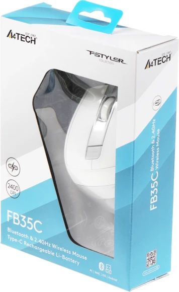 Мышь A4Tech Fstyler FB35C белый оптическая 2000dpi беспров. BT/Radio USB 6but (FB35C ICY WHITE)