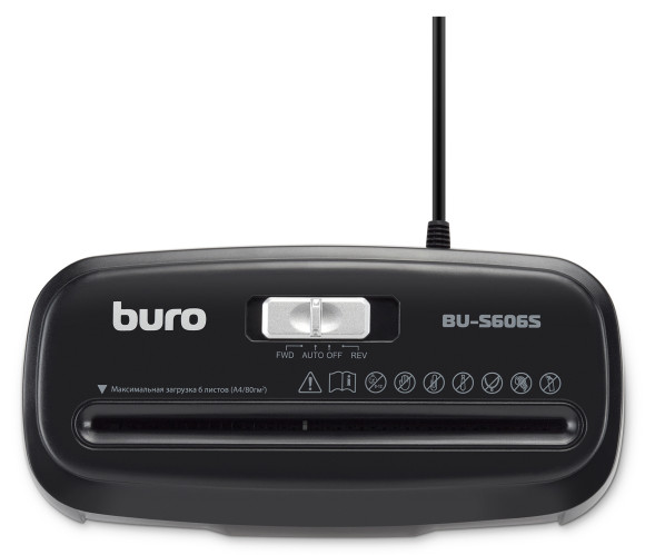 Шредер Buro Home BU-S606S черный (секр.Р-2) ленты 6лист. 11лтр. пл.карты Шредер Buro Home BU-S606S черный (секр.Р-2) ленты 6лист. 11лтр. пл.карты