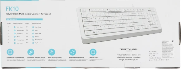 Клавиатура A4Tech Fstyler FK10 белый/серый USB (FK10 WHITE) Клавиатура A4Tech Fstyler FK10 белый/серый USB (FK10 WHITE)
