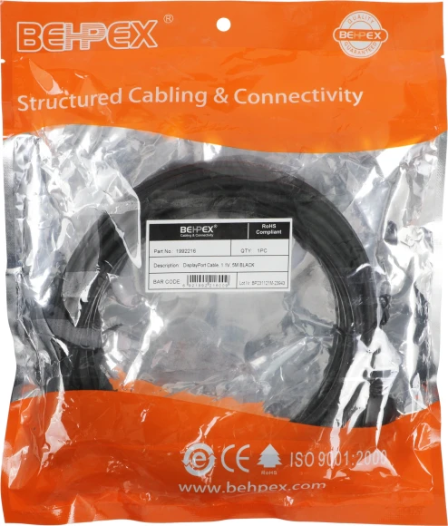 Кабель V1.1 DisplayPort (m) DisplayPort (m) 5м черный Кабель V1.1 DisplayPort (m) DisplayPort (m) 5м черный