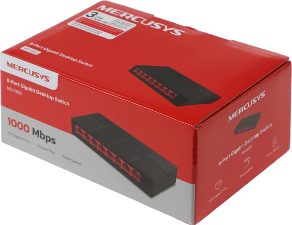 Коммутатор Mercusys MS108G (L2) 8x1Гбит/с неуправляемый