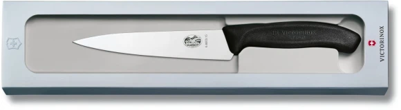 Нож кухонный Victorinox Swiss Classic (6.8003.15G) стальной разделочный лезв.150мм прямая заточка черный подар.коробка