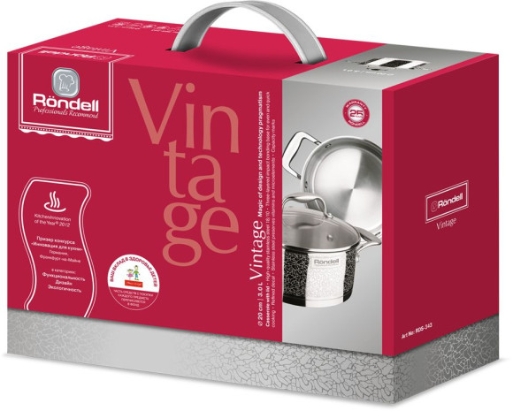 Кастрюля Rondell Vintage RDS-343 3л. d=20см (с крышкой) стальной Кастрюля Rondell Vintage RDS-343 3л. d=20см (с крышкой) стальной