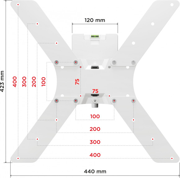 Кронштейн для телевизора Holder LCD-5520-B белый 32"-55" макс.45кг настенный поворотно-выдвижной и наклонный