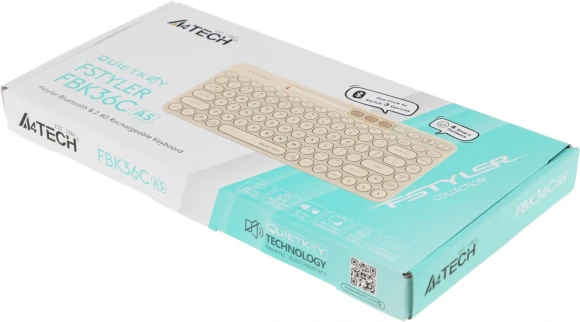 Клавиатура A4Tech Fstyler FBK36C AS бежевый USB беспроводная BT/Radio slim Multimedia (FBK36C AS)