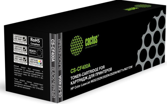 Картридж лазерный Cactus CS-CF400A CF400A черный (1500стр.) для HP CLJ M252/252N/252DN/252DW/M277n/M277DW Картридж лазерный Cactus CS-CF400A CF400A черный (1500стр.) для HP CLJ M252/252N/252DN/252DW/M277n/M277DW