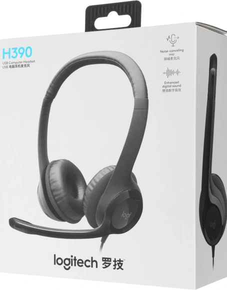Наушники с микрофоном Logitech H390 черный 1.9м накладные USB оголовье (981-000803)