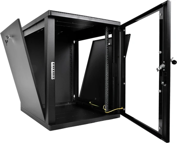 Шкаф коммутационный ЦМО (ШРН-М-15.500-9005) настенный 15U 600x520мм пер.дв.стекл 130кг черный 456мм 24.66кг 180град. 745мм IP20 сталь