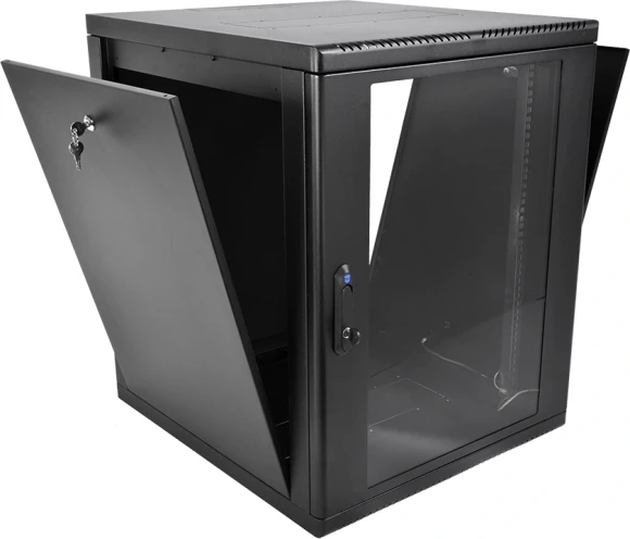 Шкаф коммутационный ЦМО (ШРН-М-15.500-9005) настенный 15U 600x520мм пер.дв.стекл 130кг черный 456мм 24.66кг 180град. 745мм IP20 сталь