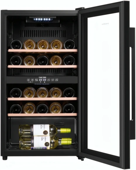 Винный шкаф Maunfeld MFWC-85D28 2-хкамерн. черный глянц. Винный шкаф Maunfeld MFWC-85D28 2-хкамерн. черный глянц.