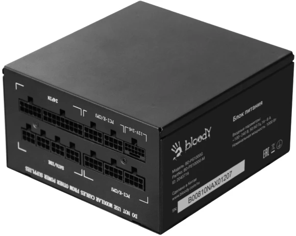 Блок питания Bloody ATX 1000W BD-PS1000G 80+ gold (20+4pin) APFC 140mm fan 12xSATA Cab Manag RTL Блок питания Bloody ATX 1000W BD-PS1000G 80+ gold (20+4pin) APFC 140mm fan 12xSATA Cab Manag RTL