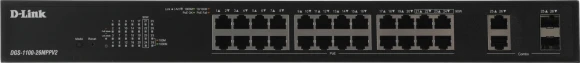 Коммутатор D-Link DGS-1100-26MPPV2/A3A (L2) 24x1Гбит/с 2xКомбо(1000BASE-T/SFP) 2SFP 24PoE 90W управляемый