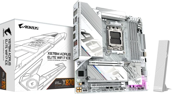 Материнская плата Gigabyte X870M AORUS ELITE WIFI7 ICE Socket AM5 AMD X870 4xDDR5 mATX AC`97 8ch(7.1) 2.5Gg RAID+HDMI