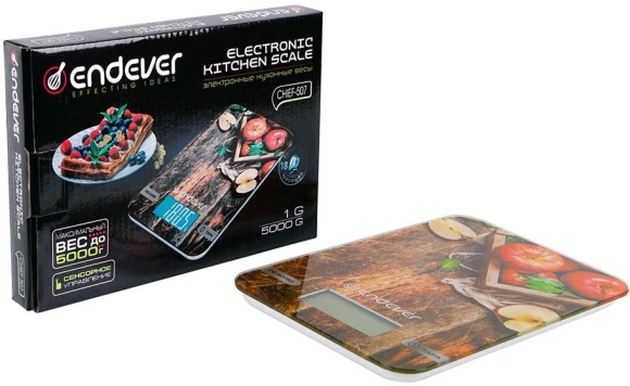 Весы кухонные электронные Endever Chief 507 макс.вес:5кг рисунок/яблоко