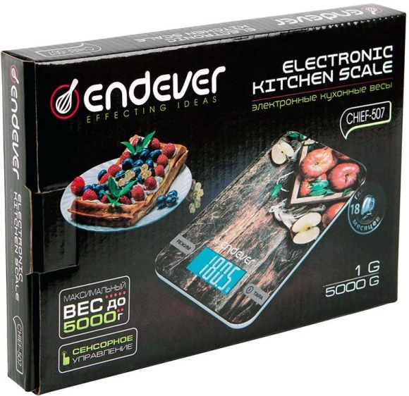Весы кухонные электронные Endever Chief 507 макс.вес:5кг рисунок/яблоко