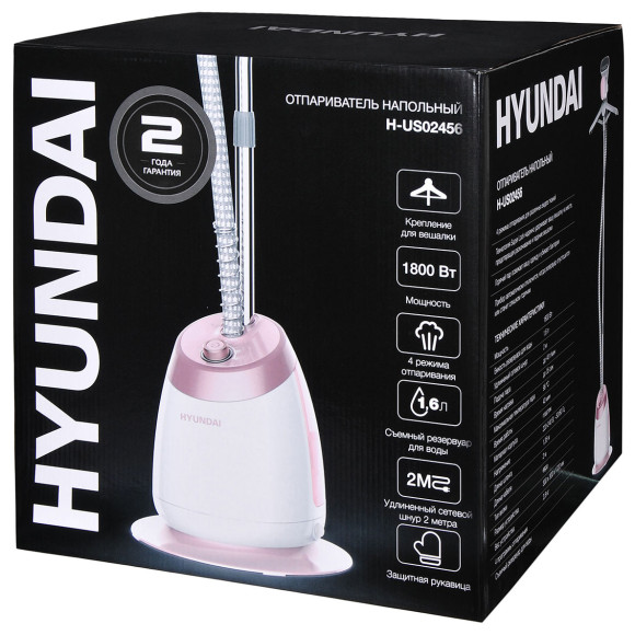 Отпариватель напольный Hyundai H-US02456 1800Вт белый/розовый Отпариватель напольный Hyundai H-US02456 1800Вт белый/розовый