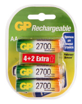 Аккумулятор GP 2700AAHC4/2 AA NiMH 2700mAh (6шт) блистер