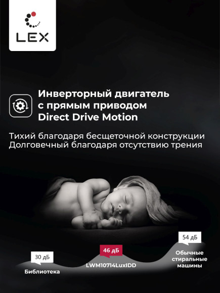 Стиральная машина Lex LWM10714LuxIDD класс: A+++ загр.фронтальная макс.:10кг (с сушкой) черный инвертор