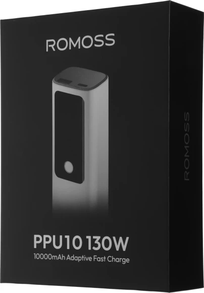 Мобильный аккумулятор Romoss PPU10 10000mAh QC/PD 130W 5A USB-A/USB-C серебристый/черный Мобильный аккумулятор Romoss PPU10 10000mAh QC/PD 130W 5A USB-A/USB-C серебристый/черный